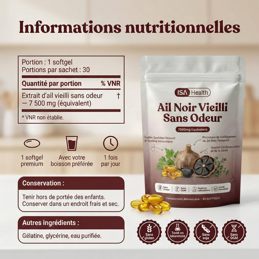 Extrait d’ail vieilli sans odeur – Gélules 7 500 mg