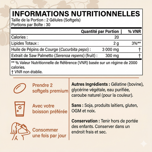 Huile de Pepins de Courge Gélules | Formule Anti-Chute