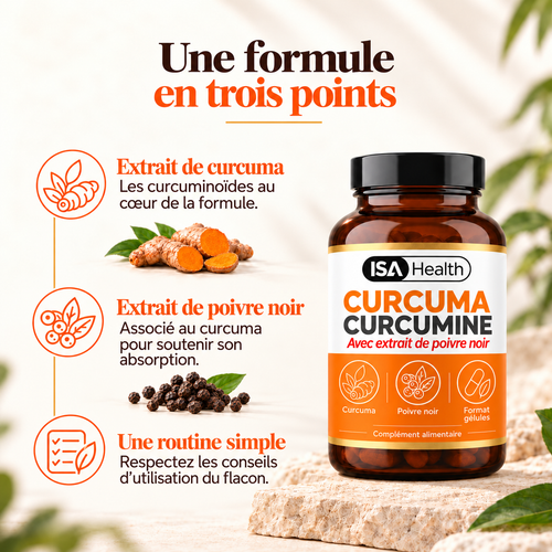 Curcuma Curcumine & Poivre Noir Gélules | Formule Confort Articulaire & Mobilité
