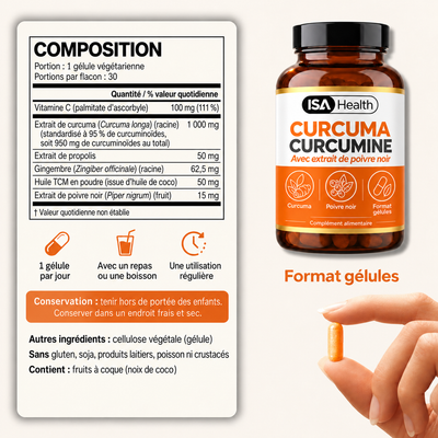 Curcuma Curcumine & Poivre Noir Gélules | Formule Confort Articulaire & Mobilité
