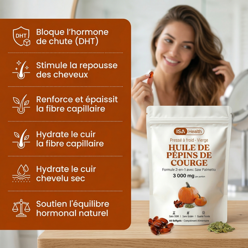 Huile de Pepins de Courge Gélules | Formule Anti-Chute